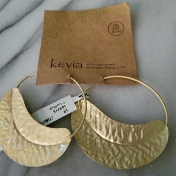 Kevia Jewelry - Levis gold leaf hoops 18k gold plated 2"